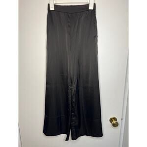 Womens Black Satin Trouser Pants Zip Pocket NWT